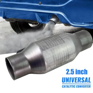 2.5inch IN/OUT T409 สแตนเลส เครื่องฟอกไอเสีย สแตลเลสสติว 410250 Spun Body พอดีโดยตรง ท่อไอเสียเครื่องฟอกไอเสีย ประสิทธิภาพสูง 2.5 นิ้ว Inlet Outlet Catalytic Converter Universal(hp302)