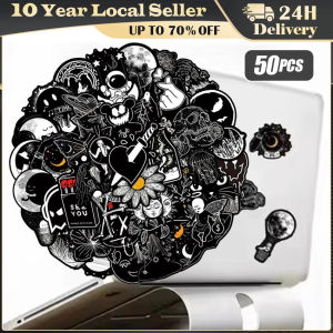 50PCS Black White Gothic Cartoon Graffiti Stickers DIY Car Bike Travel Luggage Phone Laptop Waterproof Cool Sticker Toy