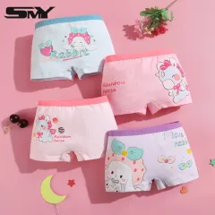 SMY 4 Pcs Cotton Kids Panty Underwear Cute Princess Pattern Teens Girl  Panties for 2-13 Years Children Shorts