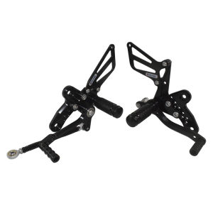 Black CNC Billet Motorcycle Racing Adjustable Rearset Driver Footrests Footpegs Foot Rest Pegs Pedals Steps Kit Rear Set For SUZUKI Hayabusa GSXR GSX-R 1300 GSX 1300 R GSX1300R 1999 2000 2001 2002 2003 2004 2005 2006 2007