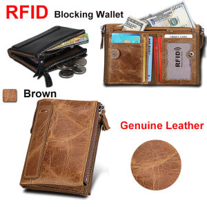 Man Bifold Leather Wallet with Zipper RFID Safe Multi Small Card Holder for Business Women Slim Wallet for Party Student Cheap Travel Wallet for School Free Shipping from Kev Trend