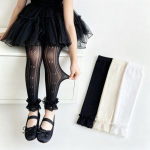 Girls Pants Soft Nylon Mesh Hollow Lace Children Clothing Summer 1-13 Years Baby Girls Leggings