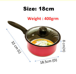 HOME CHEF 18cm Non Stick Sauce Pan With Glass Lid