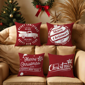 Christmas pillowcases single pack 20+ designs available 40x40/45x45/50x50cm red and white themes Santa Claus Christmas tree truck and other Christmas text and patterns. Sofa cushion covers winter home decor pillowcases holiday gift decorations.