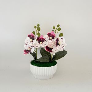 MARBLEX Multi-Bloom Simulated Butterfly Orchid DIY White Flower Pot Artificial Faux Plants  Faux Flowers Plastic Fake Flower Home Decor