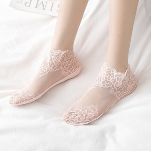 [Combo 10 Đôi] Tất Nữ Thêu Ren CN06 Lưới Mỏng Chống Trượt Không Đau Chân