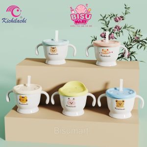 Ca tập uống nước ống hút Kichilachi Cốc tập hút 3 giai đoạn cho bé 150ml có tay cầm
