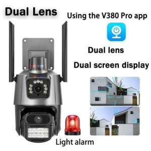 V380 Pro Three Lens CCTV Camera Outdoor 12MP 10X PZT No Wifi Needed Waterproof Night Vision Security