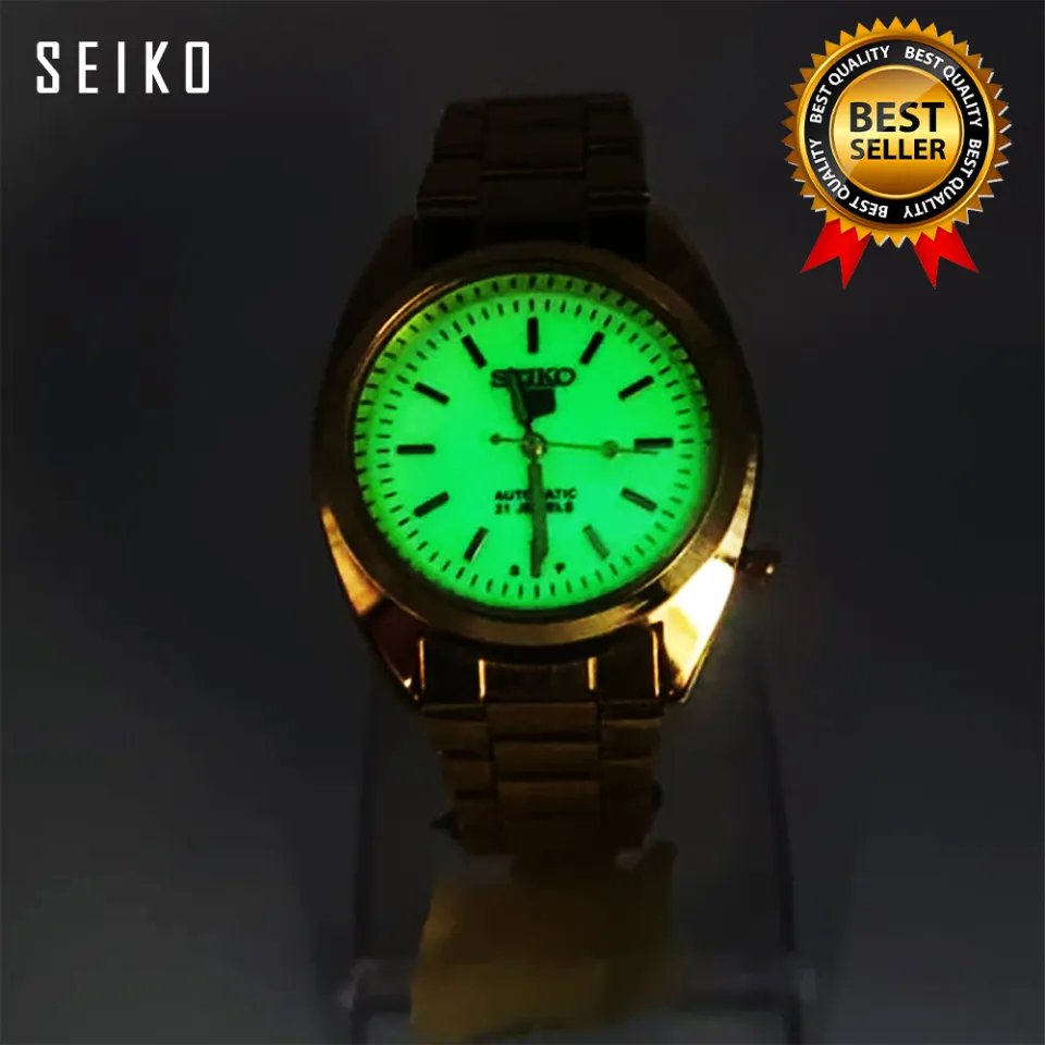 Seiko 5 21 Jewels Luminous Dial Gold Stainless Steel Fashion and