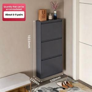 Multi-Layer Thin Steel Shoe Cabinet Metal Slim Modern Shoe Rack Large Capacity Wall Mounted Cabinet