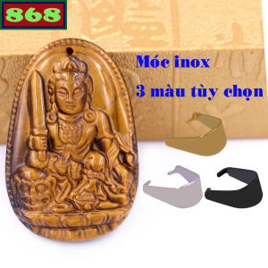 Mặt dây chuyền Phật Văn thù đá mắt hổ 2.2 x 3.6cm 2.9 x 4.5cm kèm móc inox Phật bản mệnh