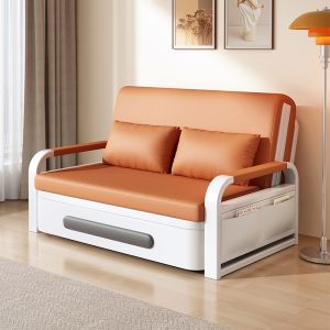 BAIERDI Simple Multifunctional Foldable Sofa Bed Practical All-In-One Sofa Bed With Hidden Storage Compartment Thick Comfortable Cushion Sturdy Frame Space Saving For Living Room Bedroom Guest Room 150*70*46CM