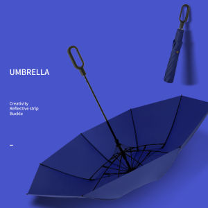 New buckle folding umbrella mens self-folding large reinforced storm umbrella outdoor portable umbrella