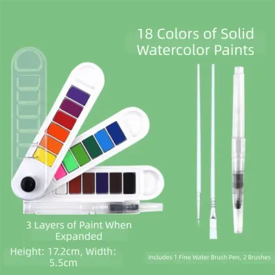 MAINTENNANCESTORE36MA6 ซักล้างได้ ชุดสีน้ำ ปากกาพู่กันเติมน้ำได้ พับได้ กล่องสีน้ำ คุณภาพสูง เครื่องมือวาดภาพรูปพัด สีน้ำแบบแข็ง