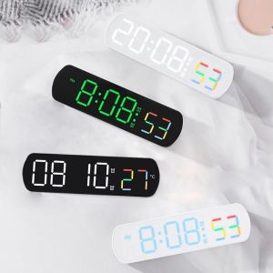 FOUNDTWO Large Display Digital Alarm Clock 12/24 Hour Temperature Display Table Clock Simple Jump Seconds Function Temperature Display Clock Home Use