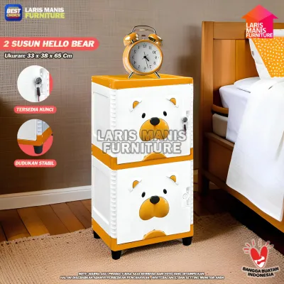 Lemari Pakaian Swing Akako Hello Bear Akako Ice Bear Lemari Plastik Laci Lemari Karakter