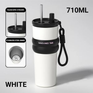 Stainless Steel Vacuum Insulated Bottle with Straw Leak-proof Thermos for Hot & Cold Portable Water Bottle for Travel & Sports2026
