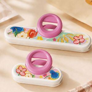 SIRENXI 2PCS Chống ẩm Kẹp niêm phong Lực kẹp mạnh mẽ. Đa chức năng Kẹp giữ thực phẩm tươi ngon Hoạt hình Nhựa Kẹp niêm phong thực phẩm Sử dụng trong nhà bếp