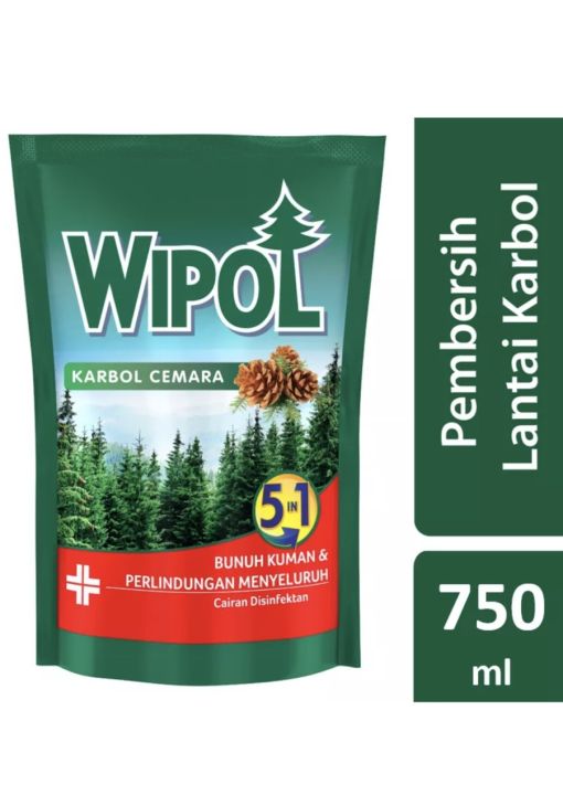 WIPOL Karbol Cemara Refill 750ml Wipol Pembersih Lantai Wipol Disinfektan Pembersih Lantai karbol wangi Cemara 100X Efektif Bunuh Kuman 750ml