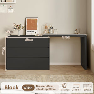 TableTrove Modern dressing table - Modern Compact Vanity With Drawers Retractable Side Cabinet L shape Jadual Pakaian Meja Soleks