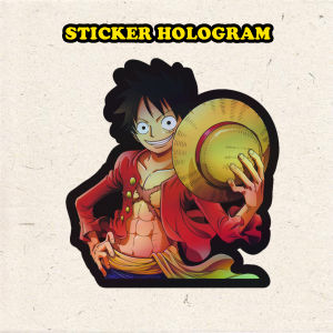 Stiker Hologram Anime Luffy2 One piece ukuran 8 cm