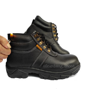Sepatu Sefty Kulit Asli Safety Shoes Semi Boots Tali Septi Cowok Kulit Sepatu Pabrik