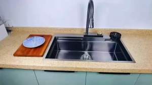 Chậu và vòi rửa chén hot 2022 Mission KT:7546 nano đen inox 304