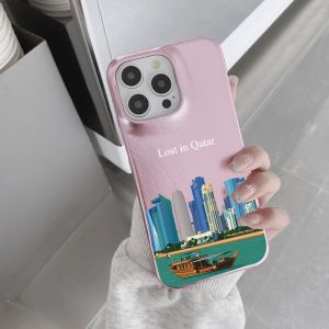 Customized Letters Glitter PU Leather Case For Iphone 13 12 15 14 16 Pro Max 15 16plus Case Hard Metallic PU Cover Lost in Qatar