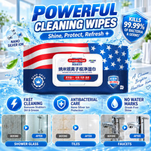 Nano Silver Ion Antibacterial Wipes Nano Silver Cleaning 99.9% Germ Removal Wet Tissues Gentle Formula Multipurpose Home Hygiene
