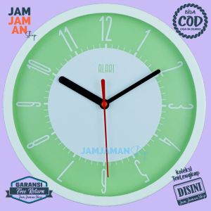 Jam Dinding Quartz Hiasan Dinding Minimalis BestSeller Alari AL1187 Murah Green Modern