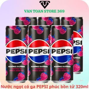 Nước ngọt có ga PEPSI không calo vị phúc bồn tử lon 320ml