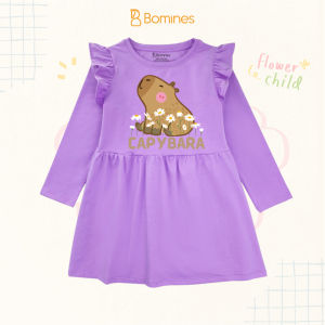 Váy bé gái Capybara Bomines Đầm cotton tay dài cho bé 3-12 tuổi 12-36kg DTDCAPY