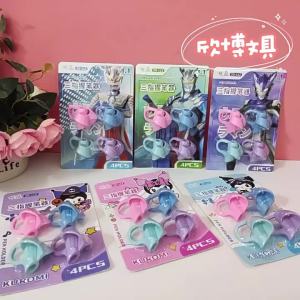 4Pcs/Set Sanrio Kuromi Children Writing Pencil Pan Holder Kids Learning Practise Silicone Pen Aid Grip Posture Correction Device for Students Birthday gift