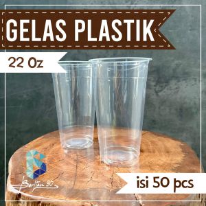Gelas Plastik Bening 650ml 22OZ – Cup Datar Takeaway Minuman | Isi 50 pcs