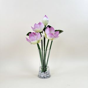 แจกันดอกบัวประดิษฐ์ ดอกบัวหลวงพร้อมแจกัน ดอกไม้บูชาพระ