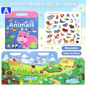 6 Themes Reusable Jelly Bubble Sticker Book DIY Quiet Book for Children Re‑stickable Sticker Playbook Imagination Focus Training Educational Toy