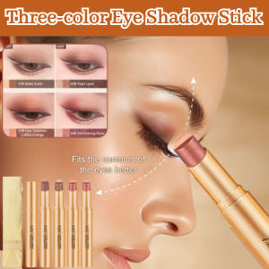 Cream Eye Shadow Stick Waterproof Long Lasting Smudge Proof Three Colors in One Gold Diamond Shimmer Easy Apply Portable Makeup Stick