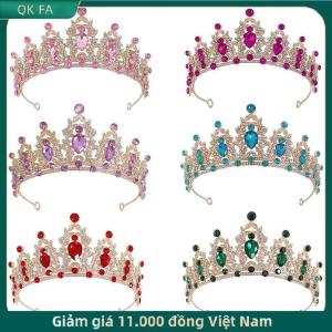 QK FA ✨ Sang Trọng Thanh Lịch Pha Lê Công Chúa Vương Miện Tóc Phụ Kiện Vương Miện Cho Phụ Nữ Đảng Rhinestone Wedding Bridal Vương Miện Mới Đầu Đồ Trang Sức