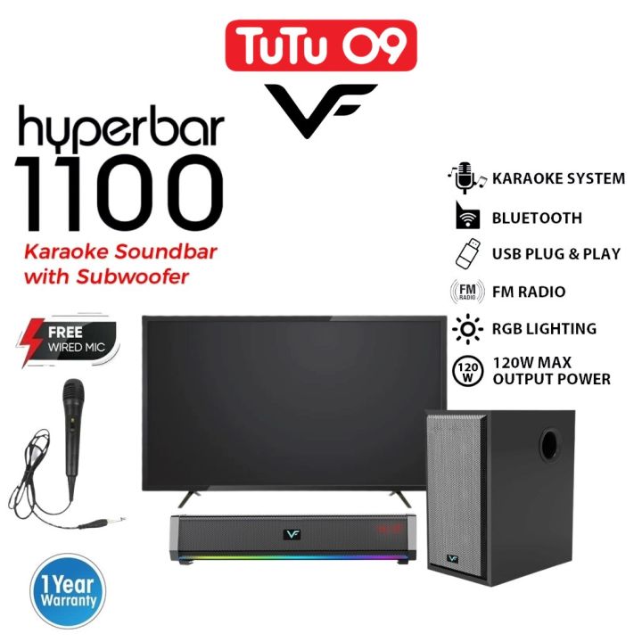 Vinnfier VF Hyperbar 1100 Karaoke Soundbar SubWoofer Bluetooth FM Radio