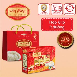Yến Sào winsNest 25% tổ yến chưng nguyên chất ít đường (6 Lọ x 70 ml / Hộp)
