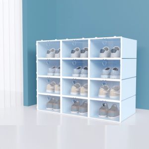 กล่องใส่รองเท้าไซส์ใหญ่พิเศษ 3 ชิ้น กล่องเก็บรองเท้าบาสเก็ตบอลใส เคสรองเท้าพลาสติกสำหรับผู้ชายและผู้หญิง ชั้นวางรองเท้า กล่องจัดระ