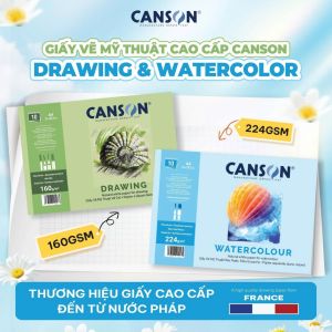 Giấy Vẽ Canson 160gsm / 224gsm | Giấy Mỹ Thuật Luyện Vẽ Chì Marker Màu Nước Màu Gouache A5/A4/A3