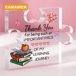 【CANAMEK】 Creative Irregular Acrylic Puzzle Graphic Plaque Graduation Season Thank You Teacher Blessing Plaque Office Desk Decoration Gift