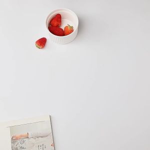 Ceramic White Ramekin Souffle Baking Bowl Pudding Cup Creme Dessert Dipping Dish Striped Round Bowl