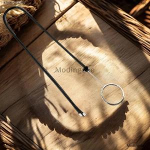 [COD] Modingdue Creative Fun Magnifier Design Long Pendant Necklace For Women Fashion Black Leather String Sweater Chain Jewelry Accessory