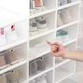 【One Cat Shop】6Pcs Large Transparent  Foldable Storage Box Plastic Shoes Box Stackable Storage Organizer. 