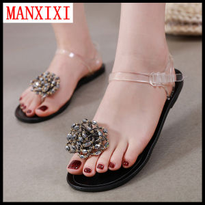 Giày xăng đan nữ đế bệt xỏ ngón đính ngọc trai kiểu hàn quốc cỡ 35-40 - INTL