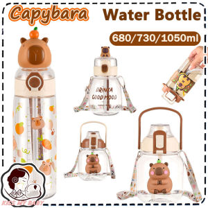 680-1050ml Capybara Water Cup Bottle Double Drinking Bottle Lock Handle Straw Cup Cute BPA Free
