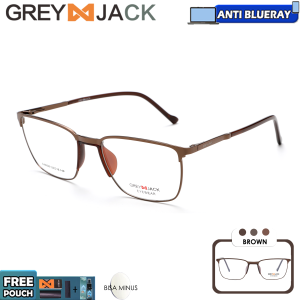 Grey Jack Kacamata Bentuk Style Kotak Gaya Formal Bahan Tr+Metal Bisa Minus Antiradiasi Blueray Photocromic Terbaru 90039