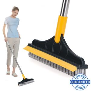 Bathroom Cleaning Brush Wiper 2 in 1 Tiles Cleaning Brush Floor Scrub Bathroom Brush with Long Handle 120° Rotate Bathroom Floor Cleaning Brush (2 in 1 Cleaning Brush) MEILU0808